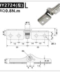 304 Stainless Steel Damping Hinge With Any Stop And Torque Adjustable Pivot For Equipment Connection Left 2724-0.8
