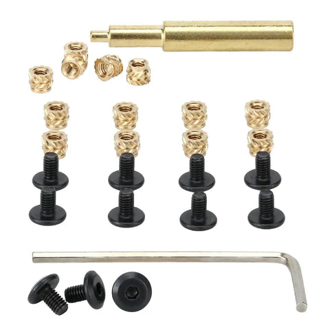 240 Piece Threaded Insert And Hex Bolt Set For DIY 3D Printing M3 Brass Heat Set Inserts And 304 Stainless Hex Socket Bolts Includes 120 M3 Inserts 120 Bolts Soldering Tip And Hex Key In A Two Compartment Organizer brass inserts and black bolts