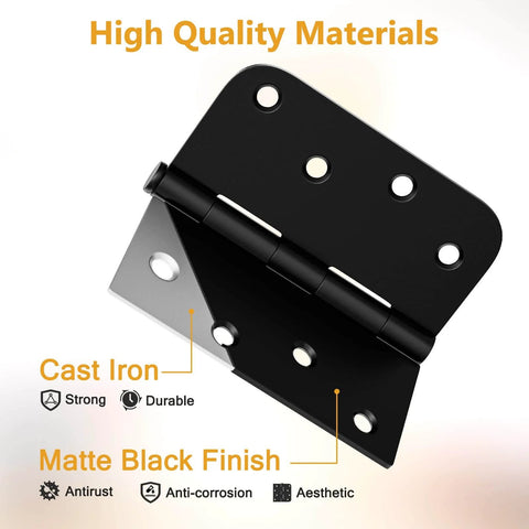 3 Pack 4 Inch Black Door Hinges With Square And Five Eighths Radius Corners Heavy Duty Exterior Hinges With Removable Pin Anti Rust
