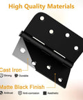 Heavy Duty Black Steel Door Hinges Six Pack Four Inch Exterior Swing Kit With Removable Pins showing cast iron hinge detail.