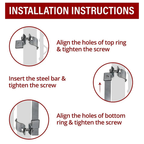 Installation instructions for Beefy Heavy Duty Gate Closer With Steel Bar And Adjustable Self Closing Gate Spring for metal gates