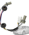 Rear Tail Light Socket And Wiring Harness Replacement For Hyundai Sonata Sedan 2011 2012 2013 2014 2.0L 2.4L Direct Fit Plug And Play Connector 92450-3Q000 displayed next to a Hyundai Sonata sedan.
