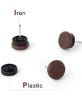 20 Pieces Brown Plastic Furniture Levelers With Integrated Base for Furniture Legs, detailing iron and plastic components.