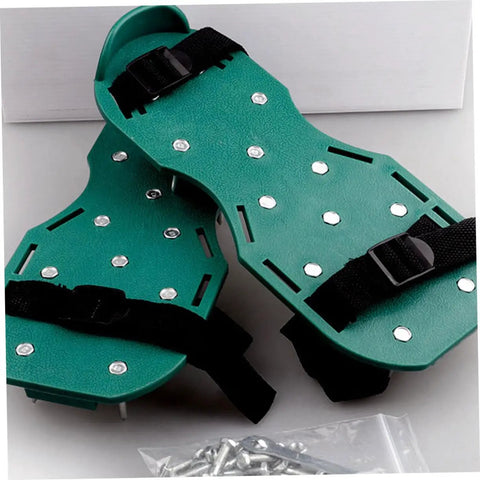 Ten Piece Adjustable Lawn Aerator Shoes Straps Kit With Durable Nylon Garden Spikes for quick outdoor setup and easy assembly