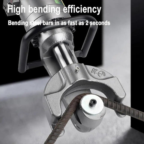 Portable Electric Rebar Bender Hydraulic Bending Machine For Reinforcing Bar Up To 25mm With Brushless Motor and positioning bolt in action.
