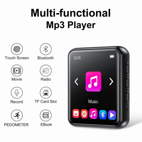64GB MP3 Player With Bluetooth 5.3 And 1.8 Inch Touch Screen, Dope Portable Music Player With Built In Speakers, Crisp High Fidelity Sound