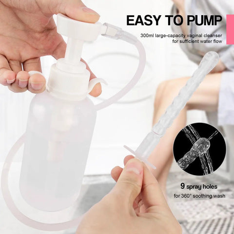 Reusable Vaginal Cleansing System For Women, 300ml Capacity, Clear Nozzle Douche, Latex Free, BPA Free, Easy Pump Use