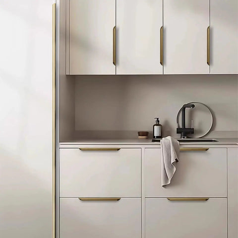 Aluminum Alloy Brushed Bronze Cabinet Pulls 39.37in Hidden Finger Edge Pulls on kitchen cabinets with modern design