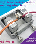 Pro Grade Soldering Station Wire Clamp Fixture Table for Stable Circuit Board Assembly, aluminum and ceramic, side view