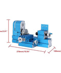 Mini Motorized Lathe Machine For Diy Enthusiasts And School Tech Classes Precision tool with dimensions displayed, ideal for projects.