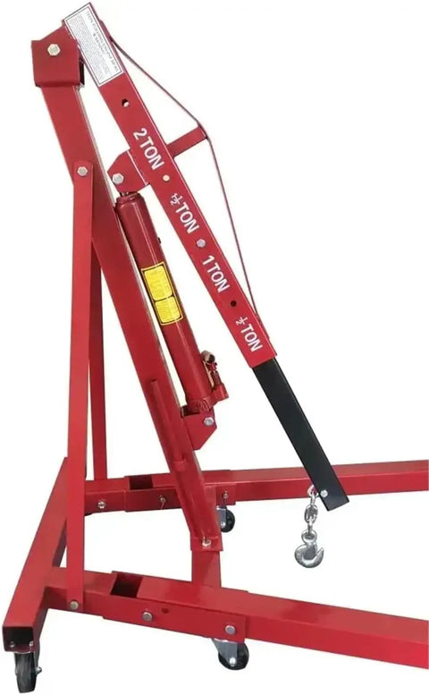 Heavy Duty 2 Ton Hydraulic Engine Hoist And 4000 Lbs Folding Cherry Picker showcasing the hydraulic system and sturdy frame.