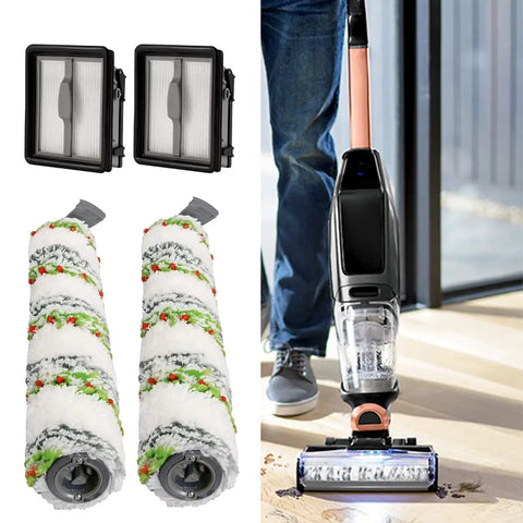 CrossWave X7 Pet Pro Compatible Brush Roller And Filter Set for wet dry vacuum cleaner, filters and rollers displayed