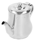 Slick Stainless Steel Teapot With Fine Mesh Strainer 500ML Capacity Stovetop Tea Kettle angled view with lid and spout.