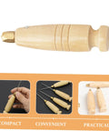 3 Piece Awl Handle Set For Leather Crafting And Woodworking With Ergonomic Wooden Grip Replacement Stitching Tool For Do It Yourself Sewing Projects, khaki wooden grip awl with metal tip.