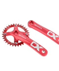 Red Beefed Up Square Taper Crankset For Mountain Bikes, 170mm Crank Arm Set With 104 BCD, 32T Chainring And Bolts, High Strength Aluminum