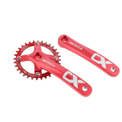 Red Beefed Up Square Taper Crankset For Mountain Bikes, 170mm Crank Arm Set With 104 BCD, 32T Chainring And Bolts, High Strength Aluminum