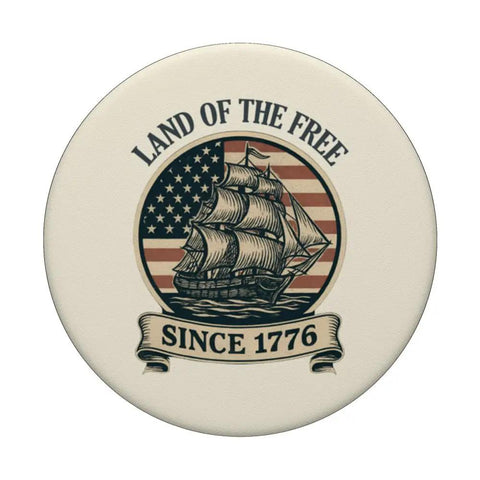 Patriotic Sailboat PopGrip For Phones, Red White And Blue 4th Of July Adhesive Grip, Land Of The Free Since 1776 Theme design