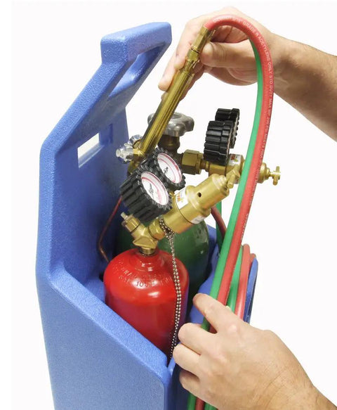 KC100P Centurion Weld And Brazing Outfit With 511 Plastic Carrying Stand, oxyacetylene torch set in blue plastic stand