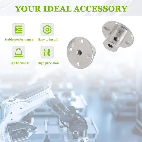 3mm Rigid Flange Coupling Connector Set For DIY RC Models, showing steel couplers with electroplated finish and robot background