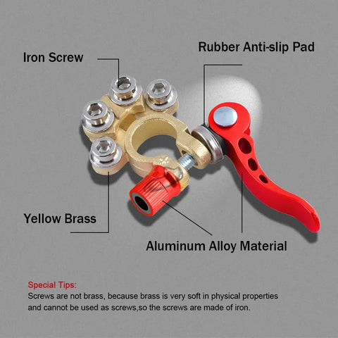Four Way Battery Terminal Connectors For SAE JIS Type A Posts Quick Release Top Post Clamps With copper tinned and anti-corrosion shield