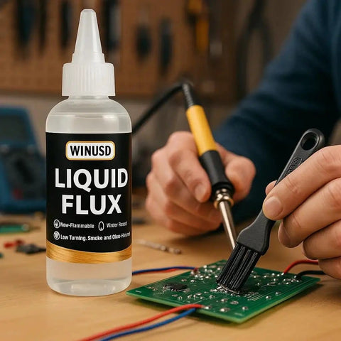 Water Based No Clean Solder Flux for Electronics Soldering, RoHS and REACH Compliant, 4oz Lead Free Liquid Flux application on PCB