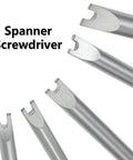 Premium Five Piece Metric Spanner Screwdriver Set With Strong Magnetic Tips And Ergonomic Handle A Straight Up Game Changer For Precision Laptop And Watch Repair Durable Chrome Vanadium Steel, showing spanner bits. 