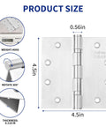 316 Stainless Steel Marine-Grade Door Hinges 4.5x4.5 Inches, showing size and weight details with ball bearing design