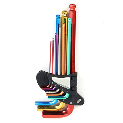 Professional 9 Piece Hex Wrench Star Key End Metal Arm Tool Set Kit For Auto Repair Furniture Build And Diy Handyman Jobs With Secure Grip Handles And Durable Steel Construction To Tackle Tough Bolts Anywhere, 9-piece color hex key set