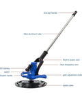 Side view of Powerful 1680W Electric Concrete Polishing Machine With Extension Rod and 90 Degree Trowel Head Three Handle Design Blue