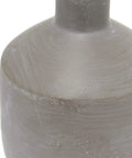 Close-up of gray concrete base of Gray Concrete Table Lamp With White Fabric Shade, Sleek Minimalist Nightstand Light For Living Room Or Desk.