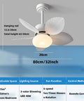 YPDJVLTI Ceiling Fans Lights 32Inch Kid Ceiling Lamp with leaf-shaped blades and dimmable LED for children's rooms.