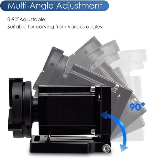 D70 Pro-Grade Rotary Axis Attachment for Fiber Laser Engravers with 70mm rotating shaft and 0-90° adjustable function.