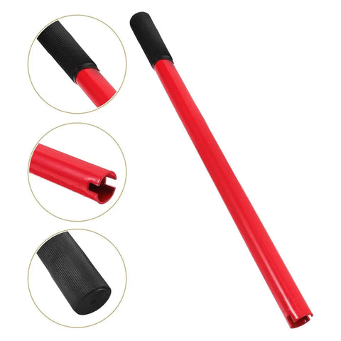Heavy Duty Red Floor Jack Handle Extension And Jacking Pole Lever With Slick Coating For Quick Setup And Easy Pumps, detailed view.