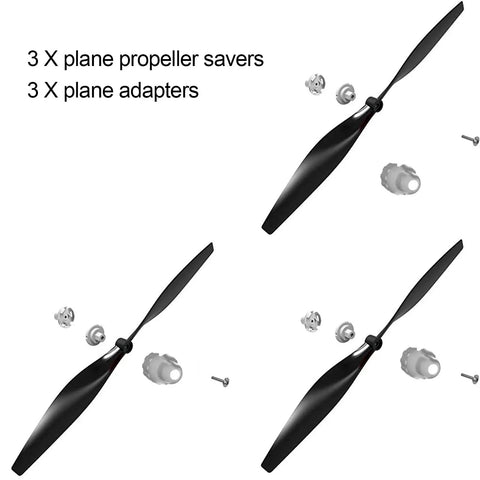 Three Pack F4U RC Plane Propellers With Prop Savers and Adapters For T28 And P51 Style RC Aircraft, Spare Replacements