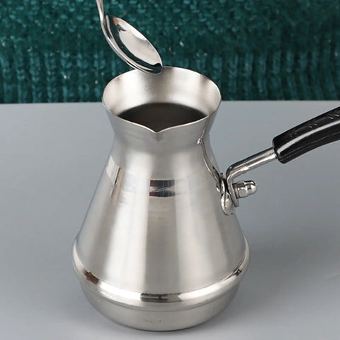 Turkish Coffee Pot 2 Pack With Easy Pour Spout For Stovetop Brewing And Melting Butter Stainless Steel Coffee Maker Design Durable 1mm Grade Steel For Coffee Milk Or Butter Versatile Kitchen Tool No Fuss Everyday Use