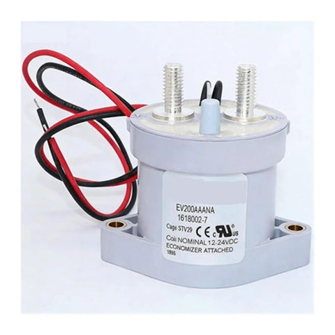 Hardcore 500 Amp Automotive Contactor Relay For 12V To 24VDC Systems, gray relay with red and black wires, designed for reliable use.