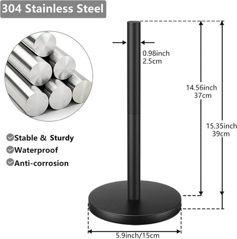 Free Standing Toilet Paper Holder Stand In Matte Black, Built From 304 Stainless Steel, Rust Resistant Bathroom Storage Dimensions