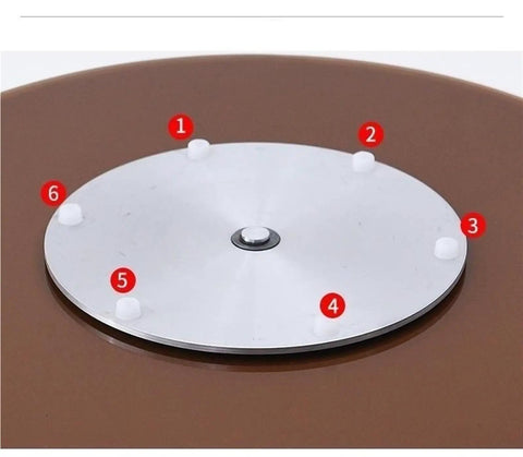 Rotating Serving Tray With Steel Base 360 Degree Turntable showing steel base details with 6 support pads.