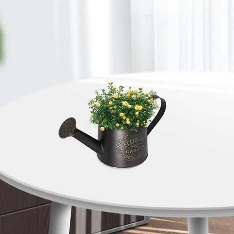 Heavy Duty Metal Watering Can With Big Capacity Galvanized Black Sprayer For Outdoor Garden Care Boss Grade Tool For Flowers And Lawn Easy Refill Spout Ergonomic Handle Indoor And Outdoor Plant Watering on white table