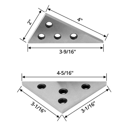 QWORK solid angle plate set, two triangular machinist blocks with 30-60-90 and 45-45-90 angles.