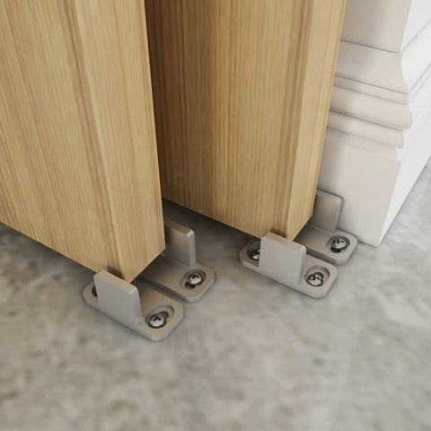Floor Guide For Sliding Barn Door Hardware Aluminum Silver Set Of 2 Keeps Door Aligned With Rail And Prevents Derailment Floor Mounted Accessory