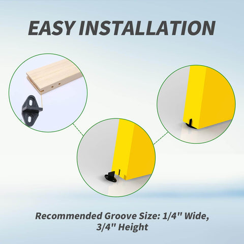 4 Pack Black Floor Guides For Sliding Barn Door Hardware T Shape Floor Mounted Bottom Track Guides with easy installation detail