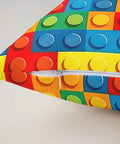 Set Of 2 Reversible Throw Pillow Covers With Color Building Blocks Toy Brick Print, 18x18 Inches, Zipper Closure, Soft 100 Percent Polyester, Cozy Living Room Decor For Home And Kids Rooms, Machine Washable Cushion Covers. zipper closure detail