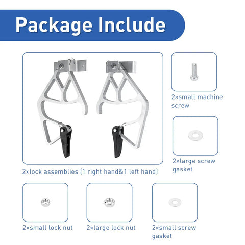 Extension Ladder Locks for Aluminum Ladders 24ft 28ft 32ft Rung Lock Kit Replacement, package includes left and right locks with hardware