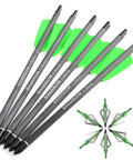 Carbon Crossbow Bolts For Hunting And Practice, 7.5 Inch Arrows With 2 Inch Vanes, 100 Grain 3 Blade Broadheads, Lightweight Carbon Fiber