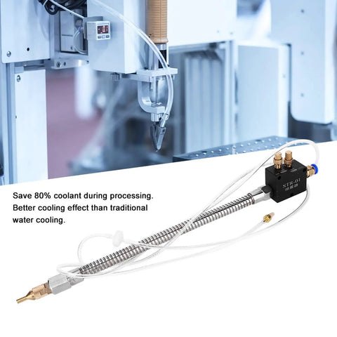 Heavy Duty CNC Coolant Sprayer System For Lathe Grinders And Drills Is A Total Game Changer Saves Serious Cash By Chopping Fluid Waste Over Eighty Percent Keeps Things Running Smooth Without Any Sweat nozzle and hose in use