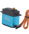 Level Up Your Ride Setup With This Premium 35Kg Digital Servo Featuring Coreless Motor And Full Metal Gears Built Different For 1/8 1/10 Scale Rc Cars To Serve Beast Mode Torque All Week Long, showing blue and black metal servo with wire.