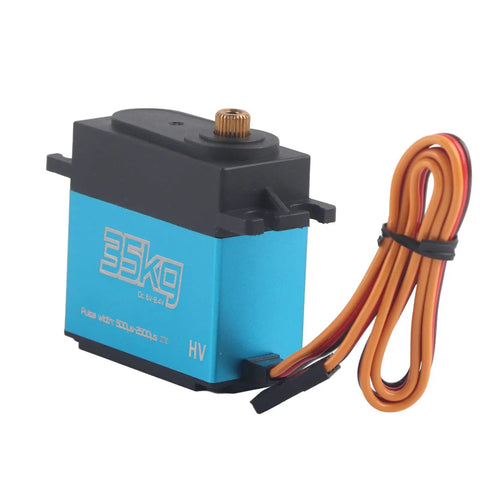 Top Shelf Two Pack 35K Coreless Digital Servo featuring metal gears, waterproof design, 35kg force, ideal for 1/8 1/10 scale RC cars.