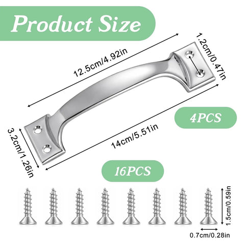 4 Pack Stainless Steel Garage Door Handle Set With 6 Inch Heavy Duty Gate Handles Included 16 Screws Ideal For Screen Doors