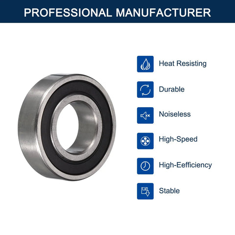 Front view of HiPicco 6009-2RS deep groove ball bearing, 45x75x16 mm, chrome steel with double rubber seal.